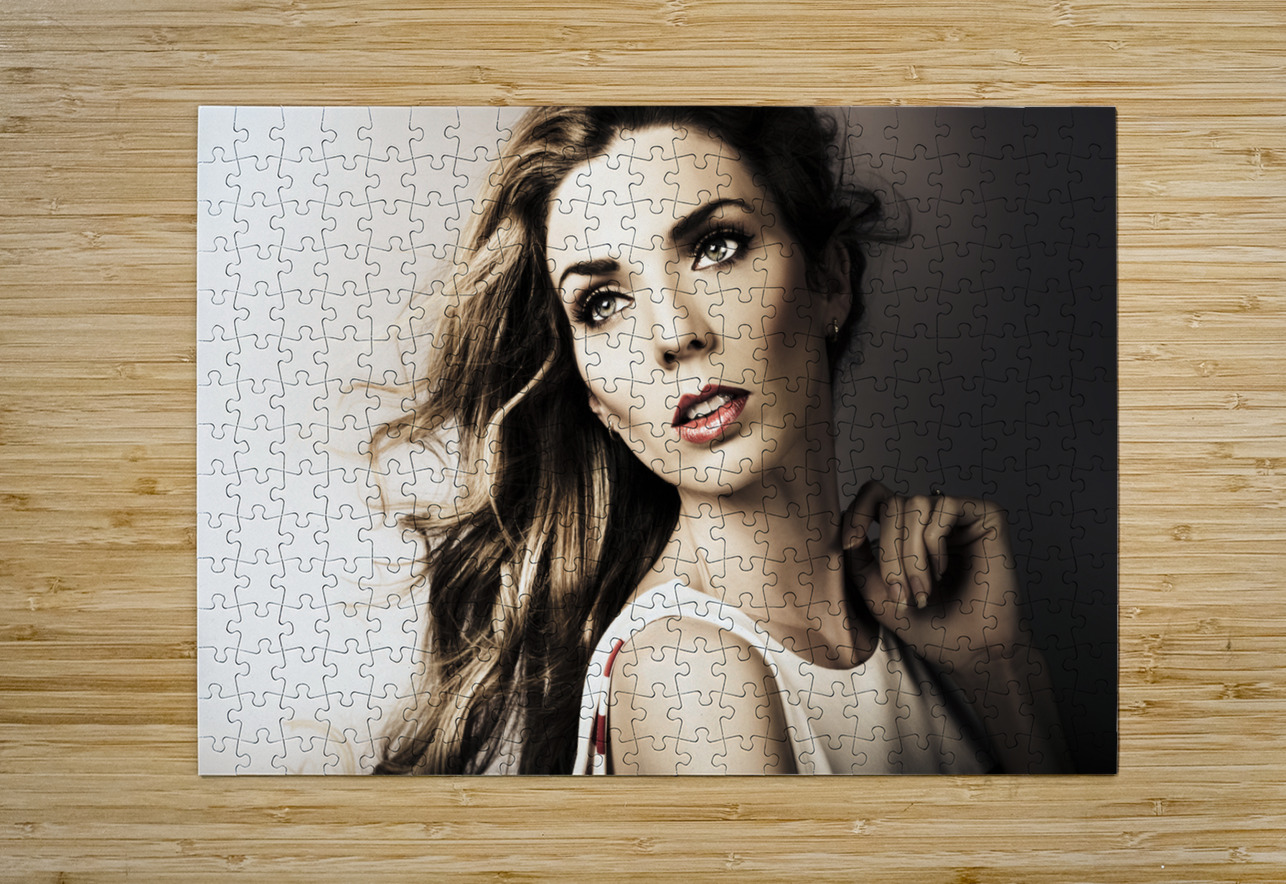 Amazing Brunette Woman. Beautiful Long Wavy Hair Jorgo Puzzle printing