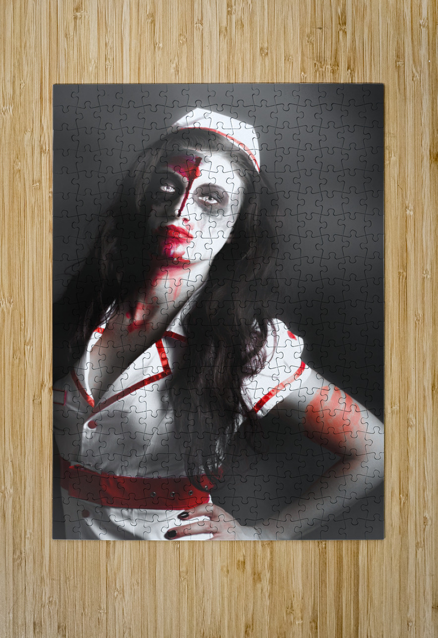 Scary zombie nurse with facial wounds Jorgo Puzzle printing
