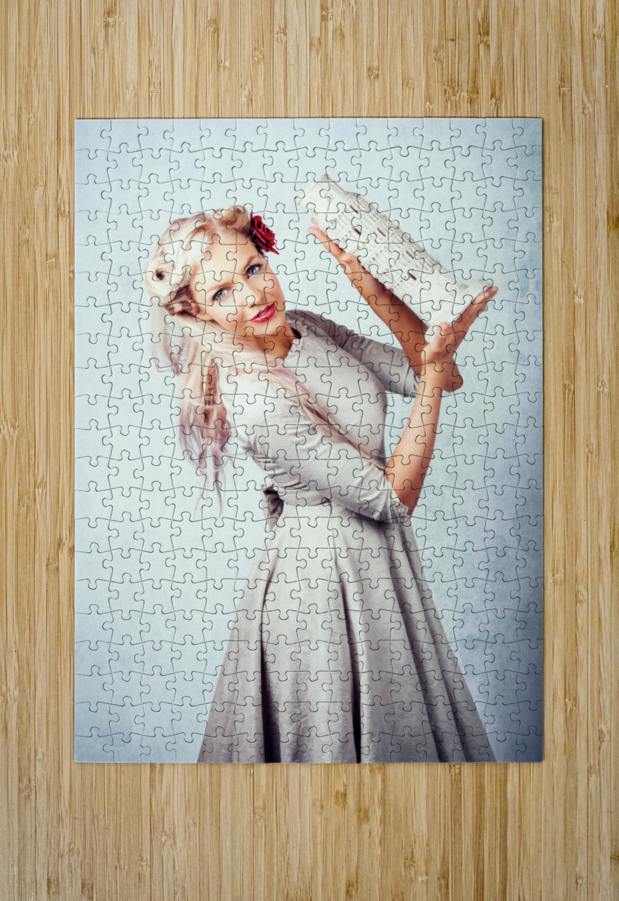 Elegant European Woman Holding Holiday Landmark Jorgo Puzzle printing