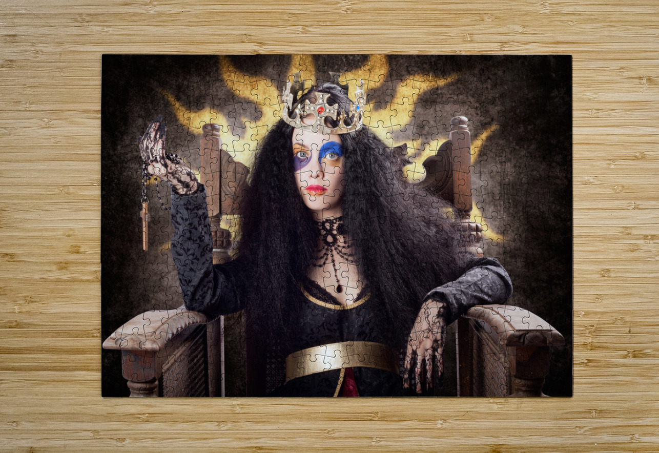 Storybook queen jester holding religious cross Jorgo Puzzle printing