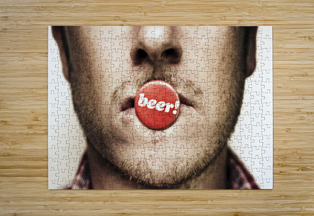 Face Of A Man With Beer Badge Jorgo Puzzle printing