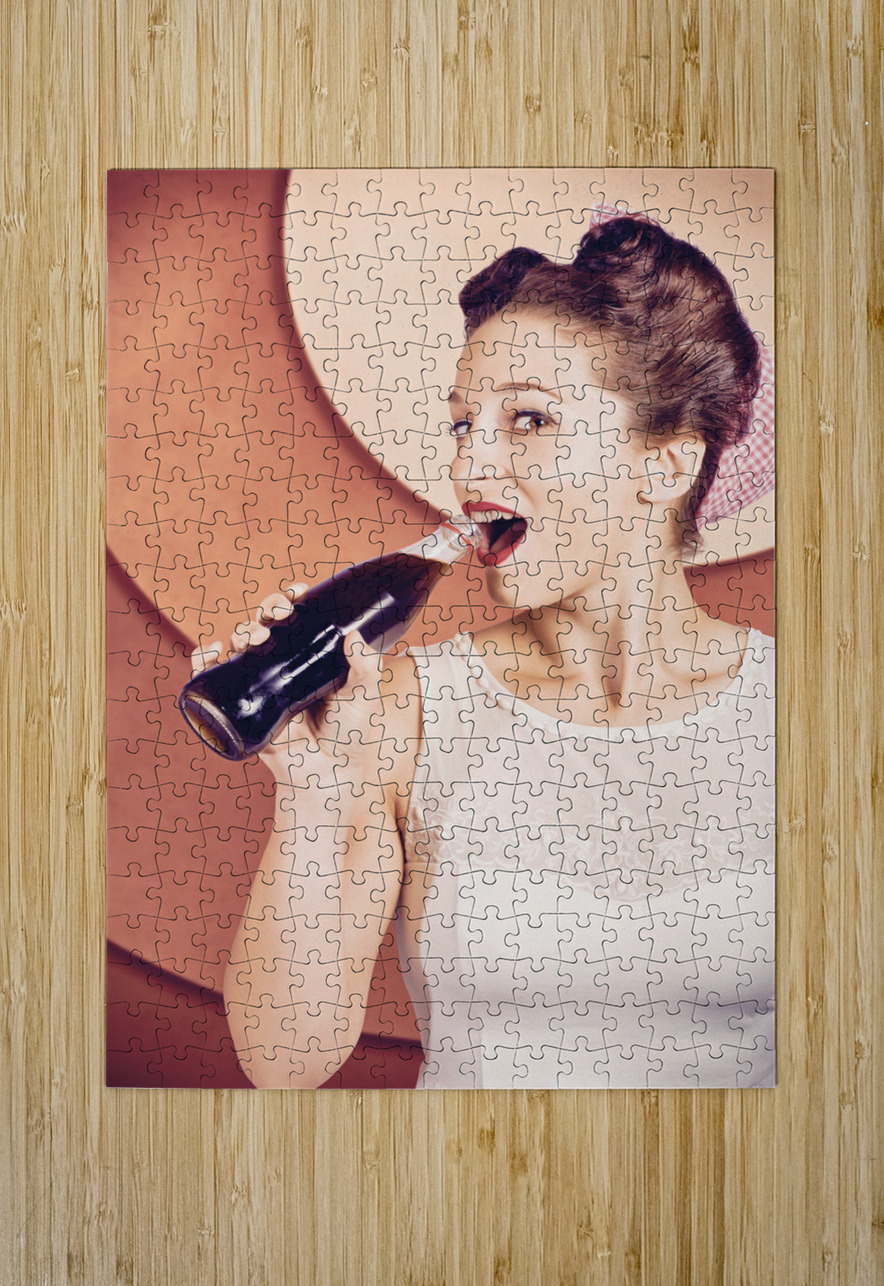 Retro pin up pop art. Soda girl from 1950 Jorgo Puzzle printing