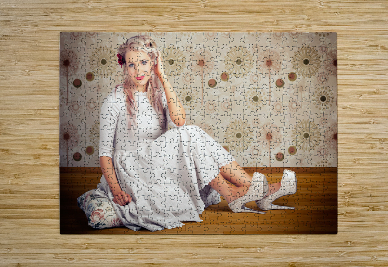 Portrait Of Blonde Girl With Classic Fashion Style Jorgo Puzzle printing