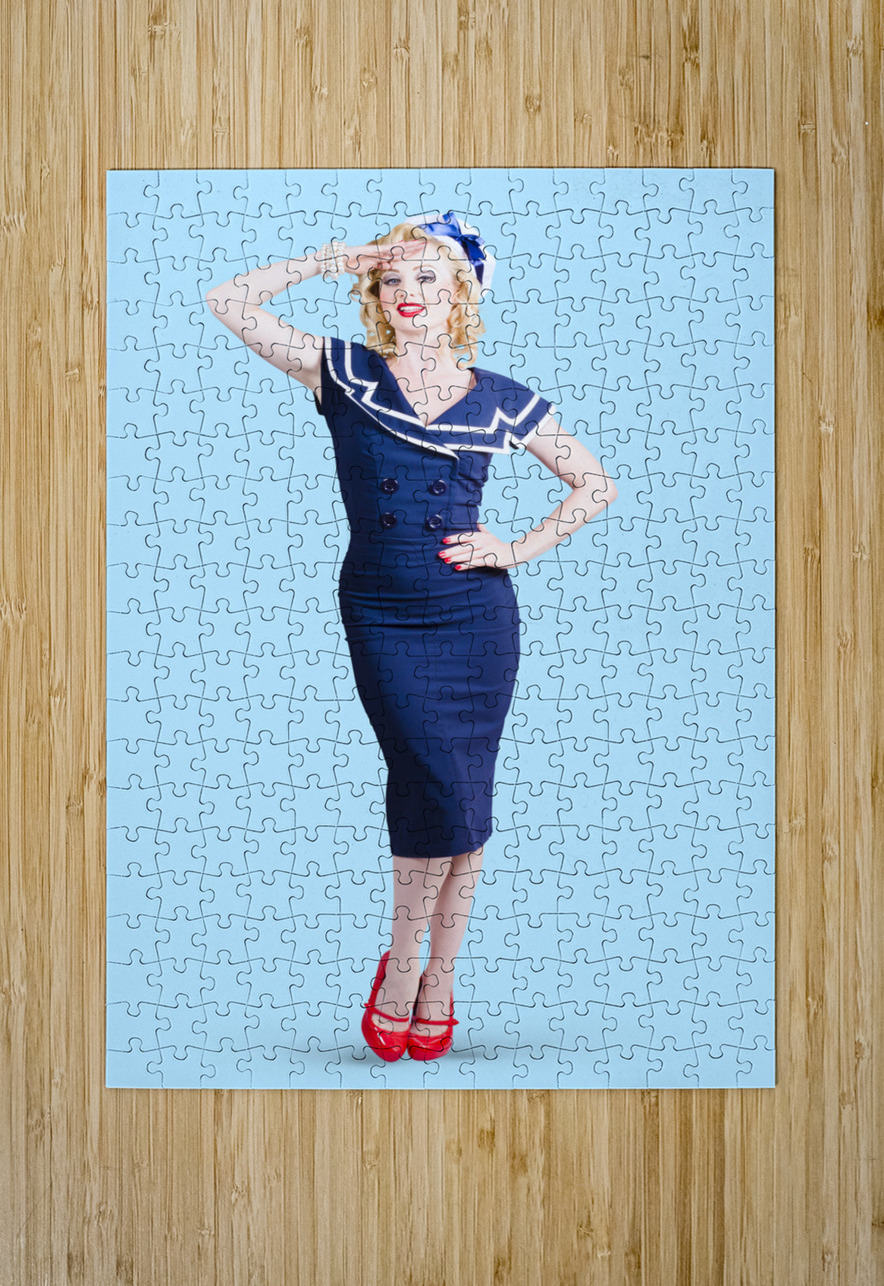 Young retro pinup girl wearing sailor uniform Jorgo Puzzle printing
