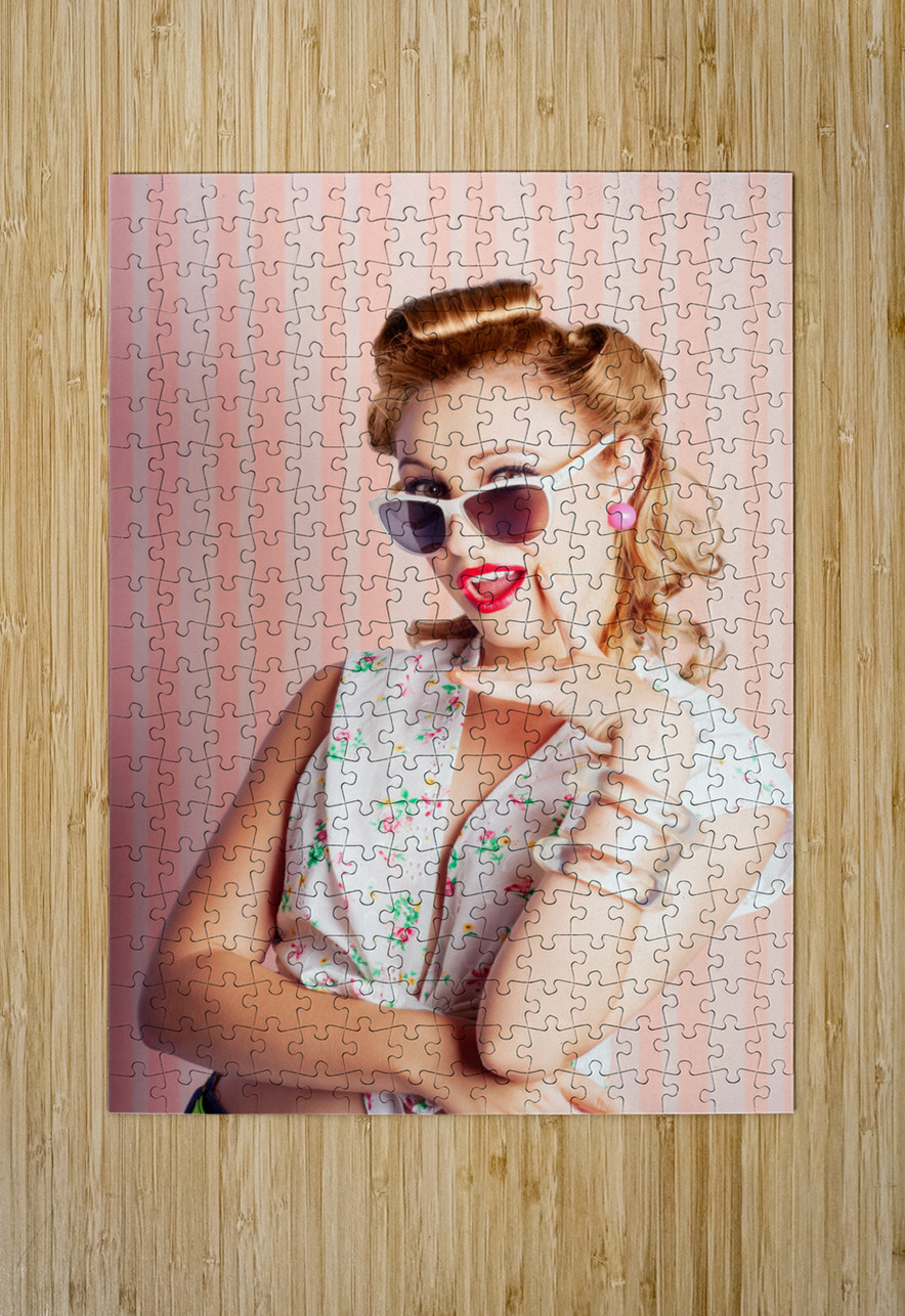 Glamorous Retro Blonde Girl Thinking Fashion Ideas Jorgo Puzzle printing