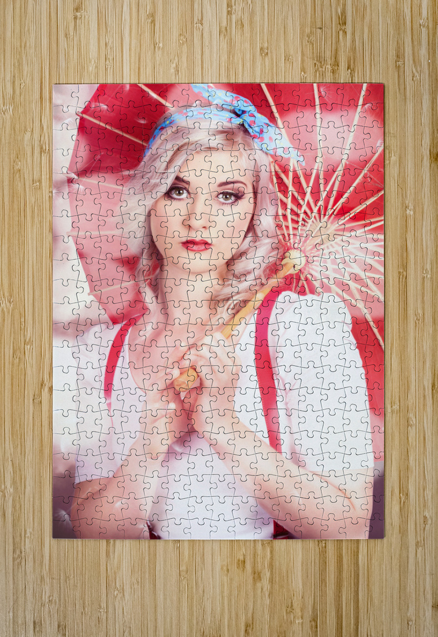 Sexy blonde vintage pinup girl. Field of dreams Jorgo Puzzle printing
