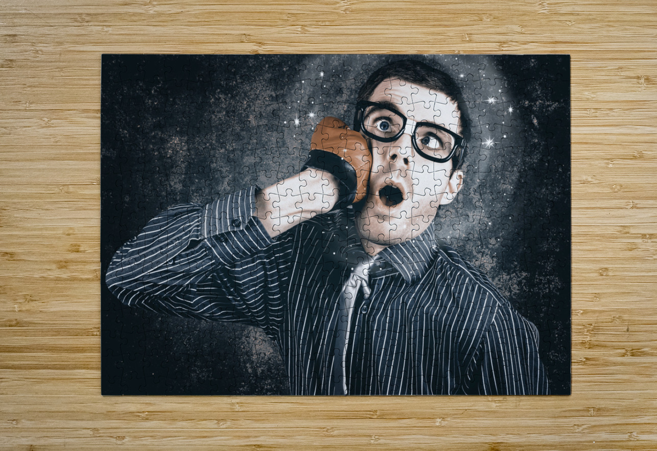 Funny businessman making impact with smashing idea Jorgo Puzzle printing