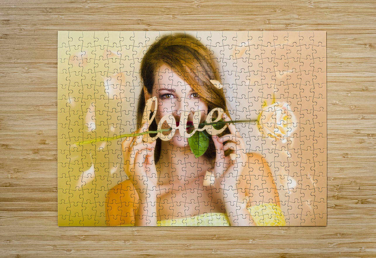Young beautiful woman expressing feelings of love Jorgo Puzzle printing