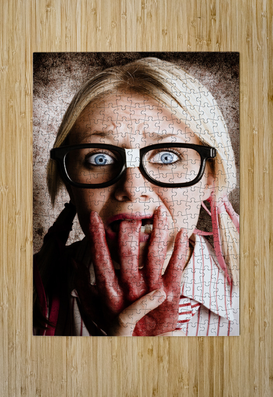 Scared Frightened Business Woman Living In Fear Jorgo Puzzle printing