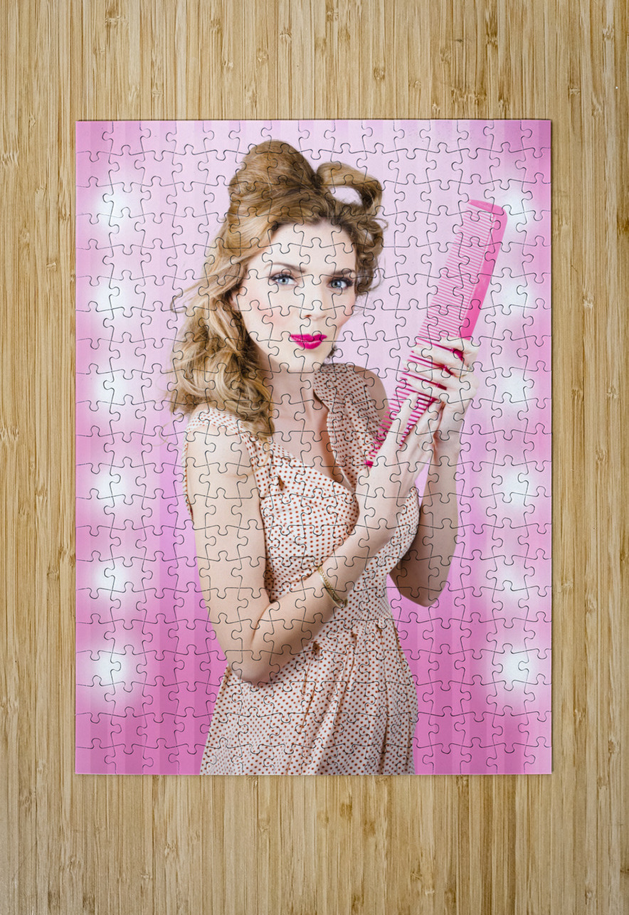 Beautiful brunette girl with 50s pinup hairstyle Jorgo Puzzle printing