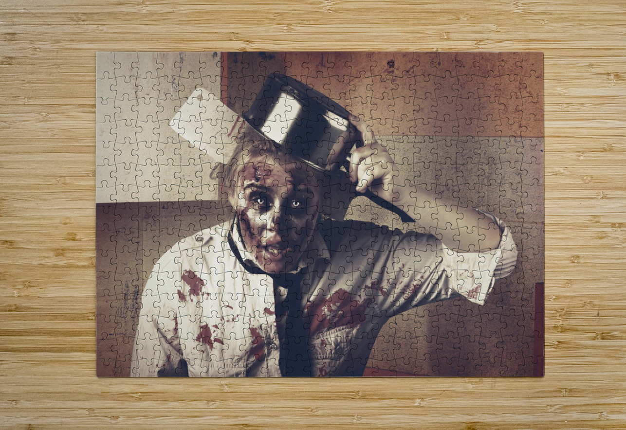 Dead scary zombie girl cooking brains Jorgo Puzzle printing