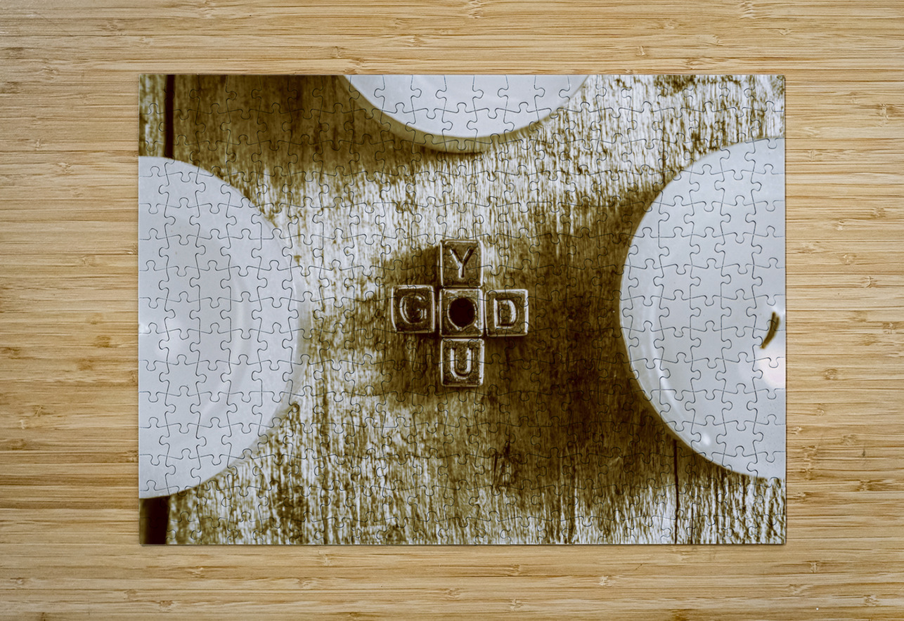 God is you metal lettering typography near white candles faith  Jorgo Puzzle printing