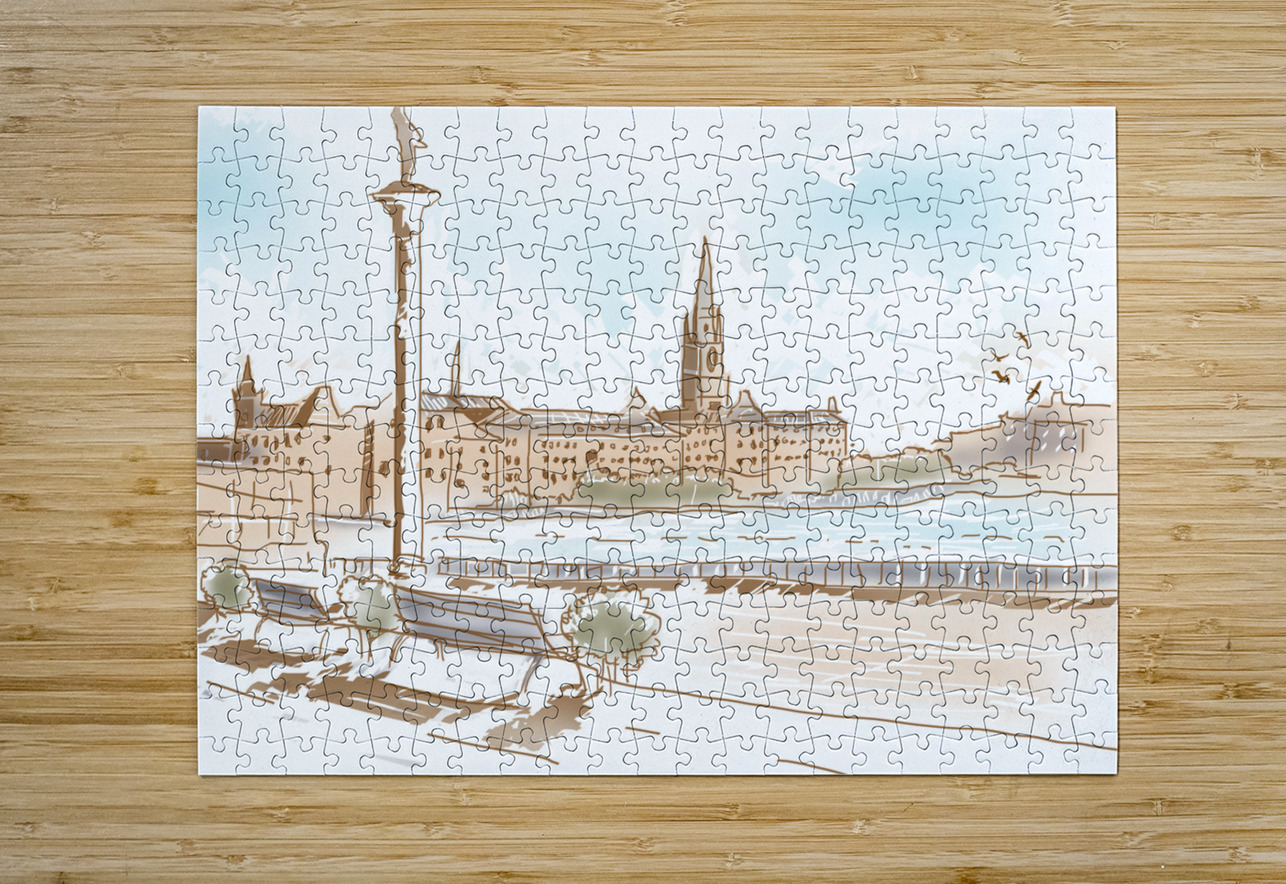Fine art landscape sketch of Stockholm Sweden  Jorgo Puzzle printing
