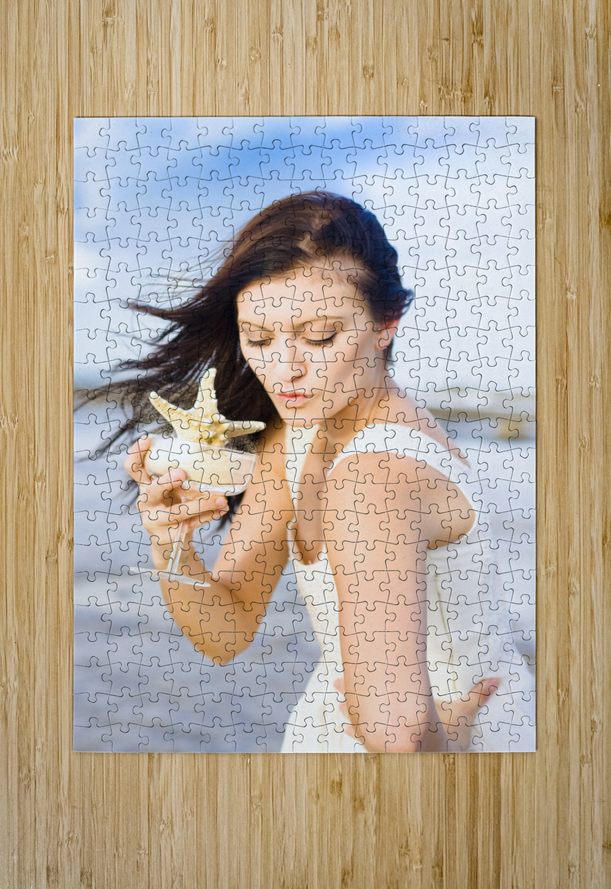 Woman Holding Star Fish Cocktail Jorgo Puzzle printing