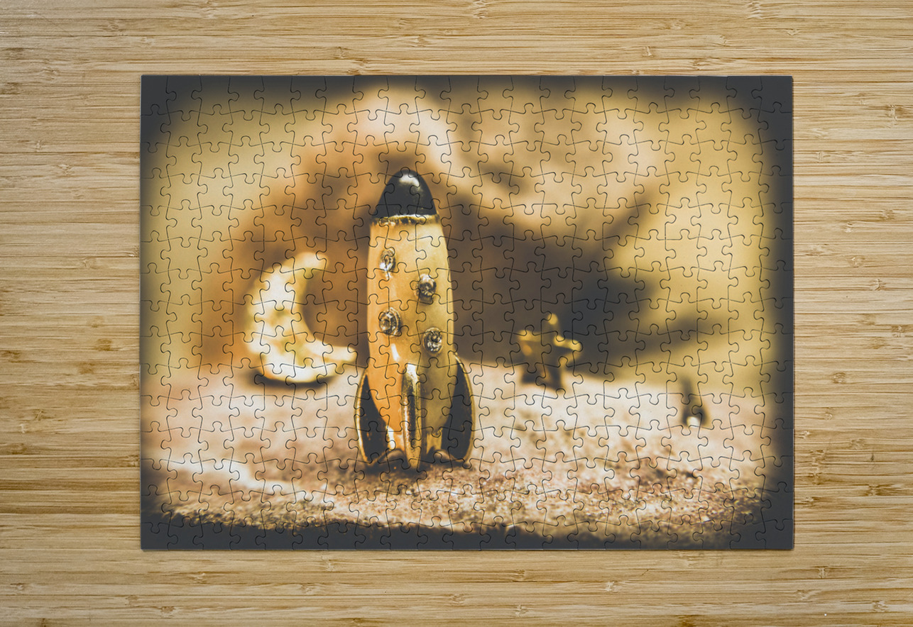 Moon rocket at space station on the dark side Jorgo Puzzle printing