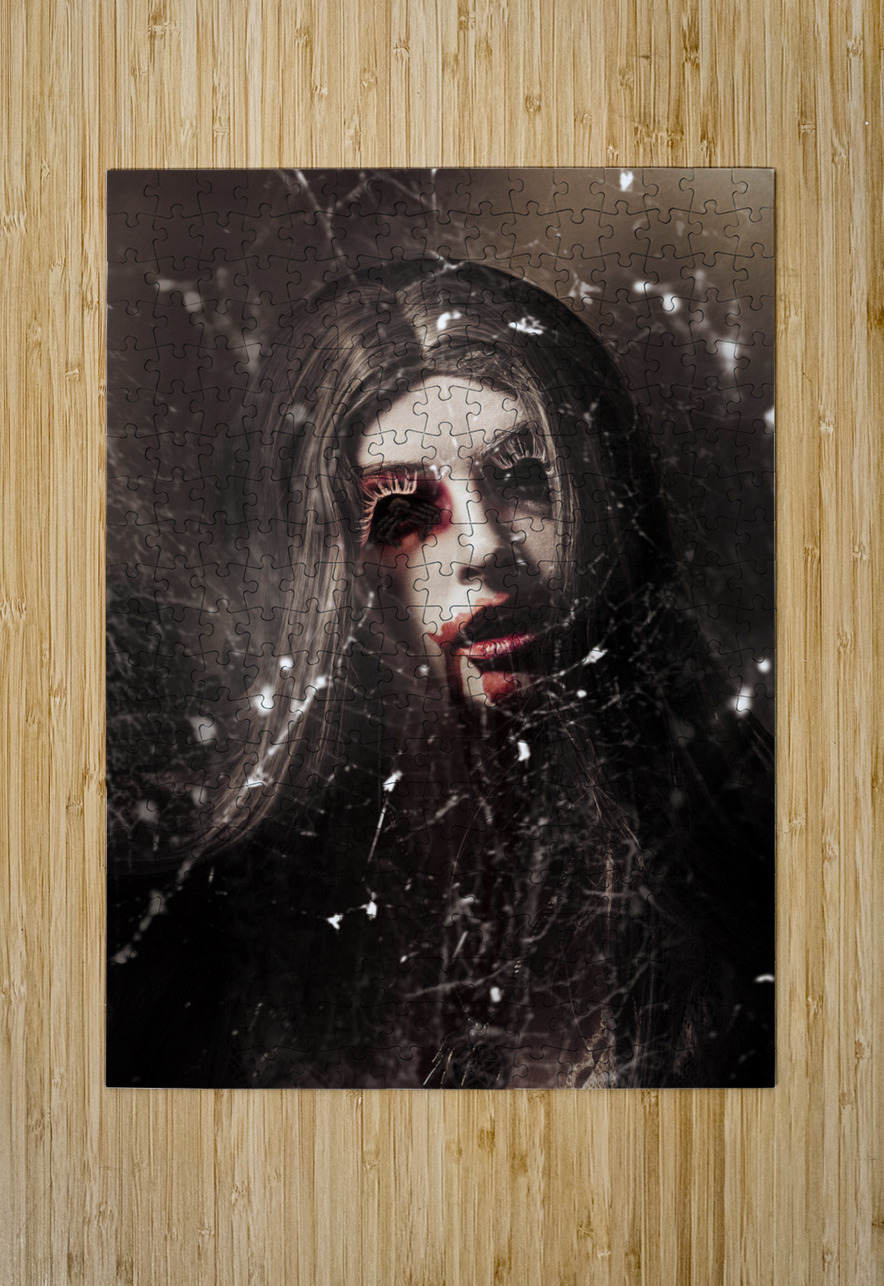 Female face of dark horror. Eye of the black widow Jorgo Puzzle printing
