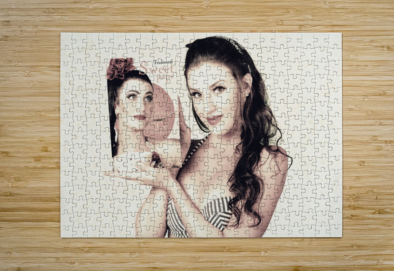 Vintage pop art advert girl with breakfast product Jorgo Puzzle printing