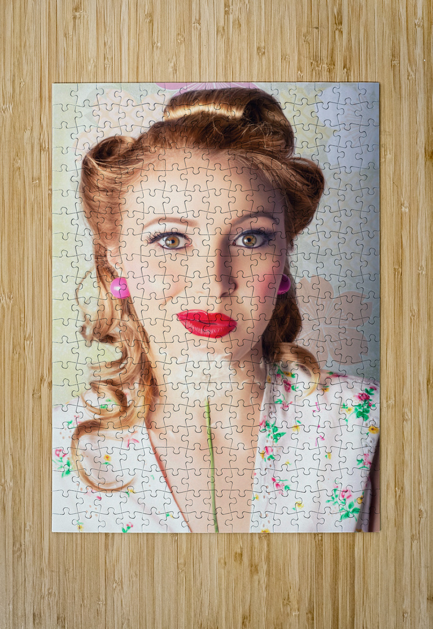 Spring Beauty. Beautiful Retro Girl Blowing Flower Jorgo Puzzle printing