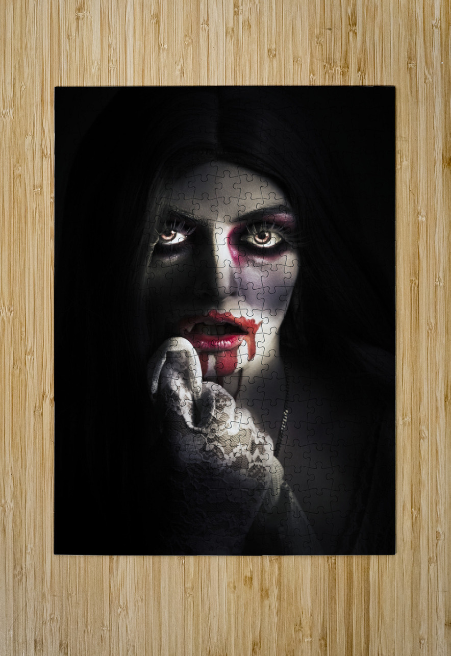 Scary vampire woman. Bloody halloween horror Jorgo Puzzle printing