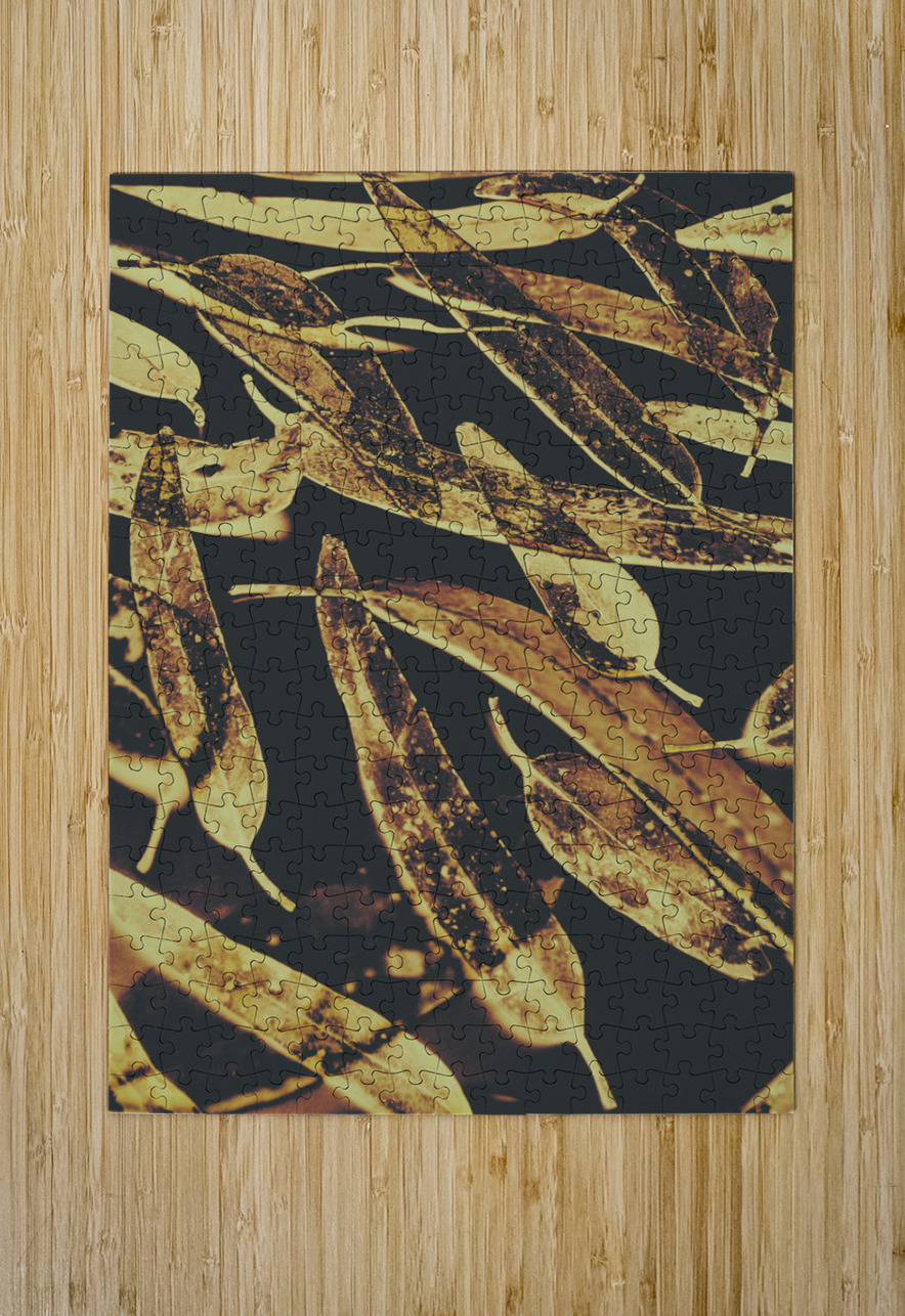 Sepia toned image of floating eucalyptus leaves Jorgo Puzzle printing