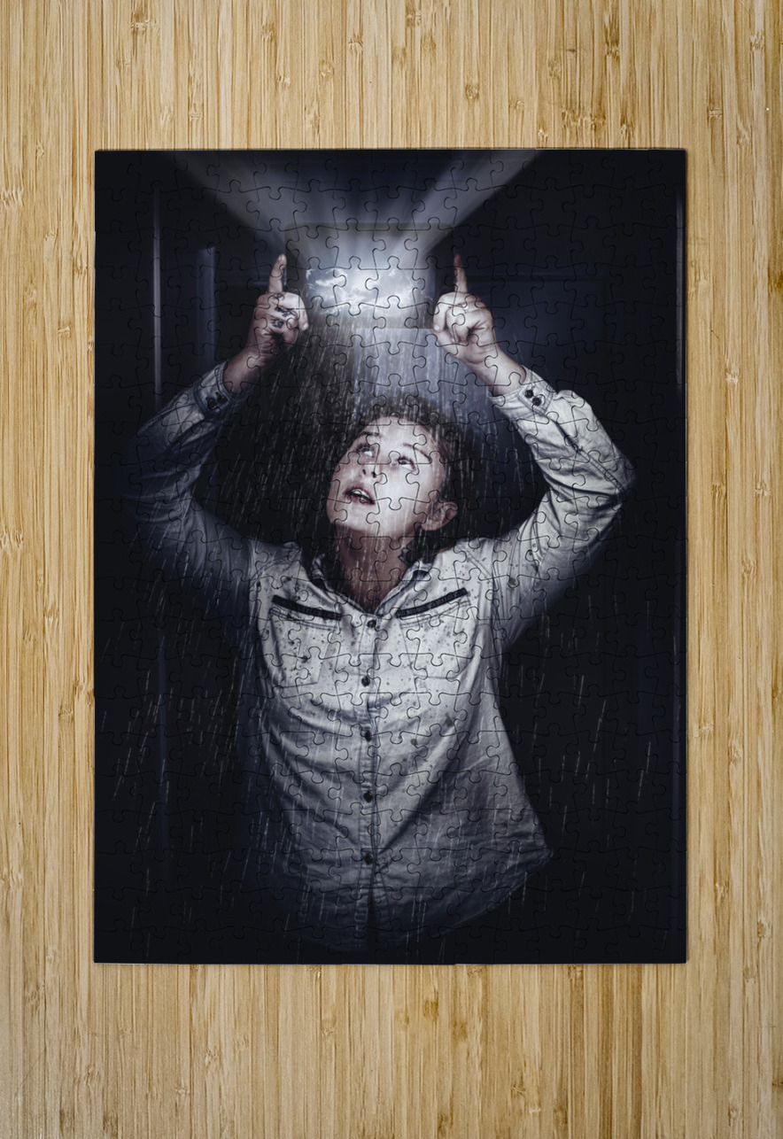 Woman checking weather forecast on tablet Jorgo Puzzle printing