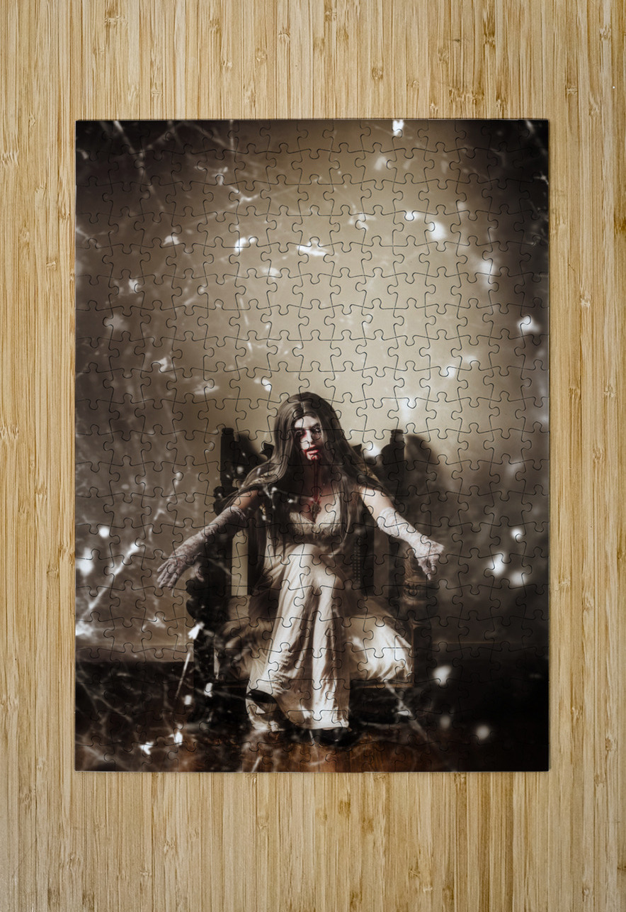 Dark portrait of a demon woman in haunted house Jorgo Puzzle printing