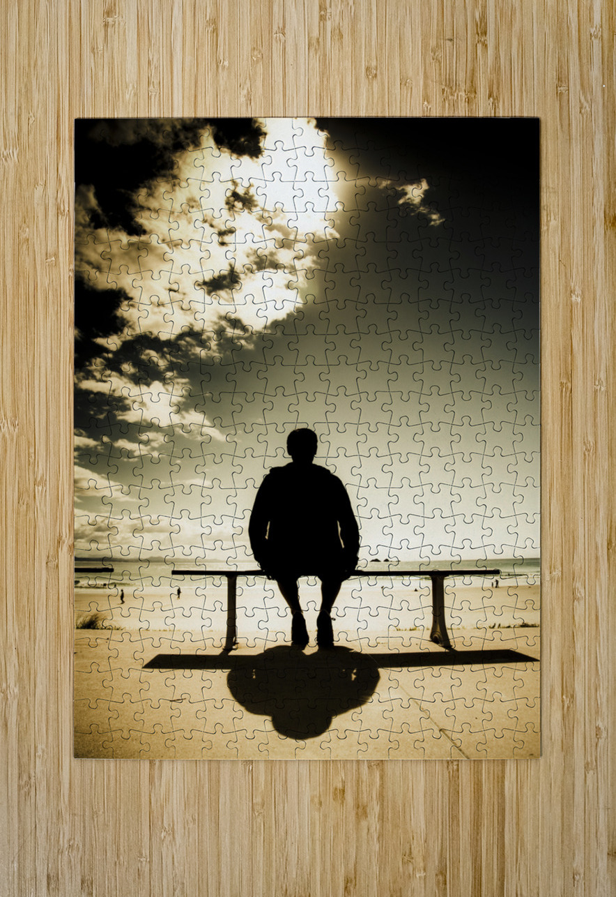 Young Man In Silhouette Sitting In The Sun Jorgo Puzzle printing