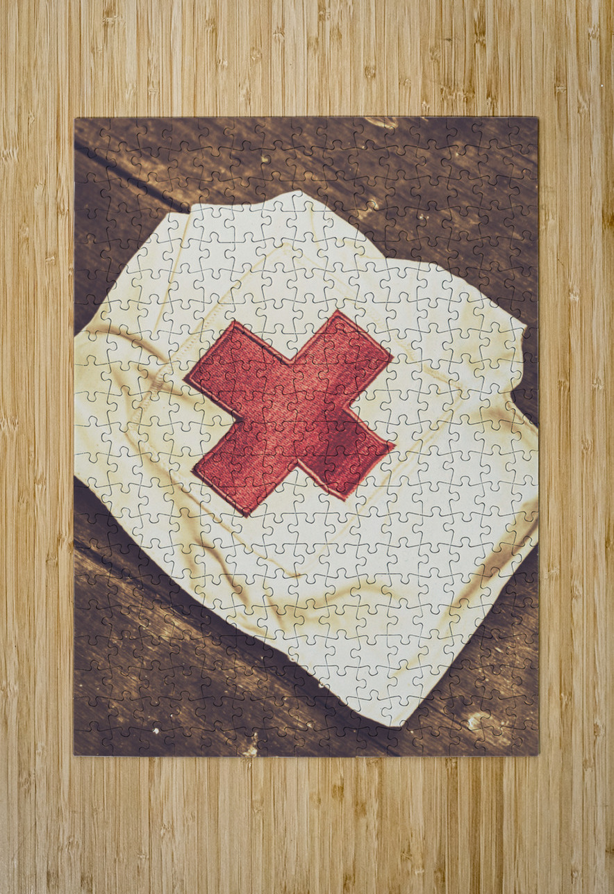 Antique nurses hat with red cross emblem Jorgo Puzzle printing