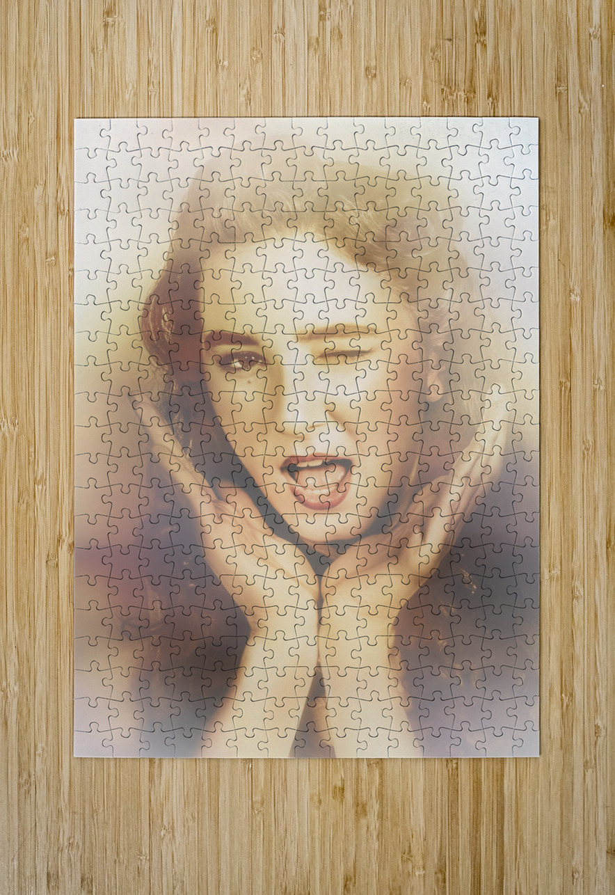 Winking pinup woman with retro hair and makeup Jorgo Puzzle printing