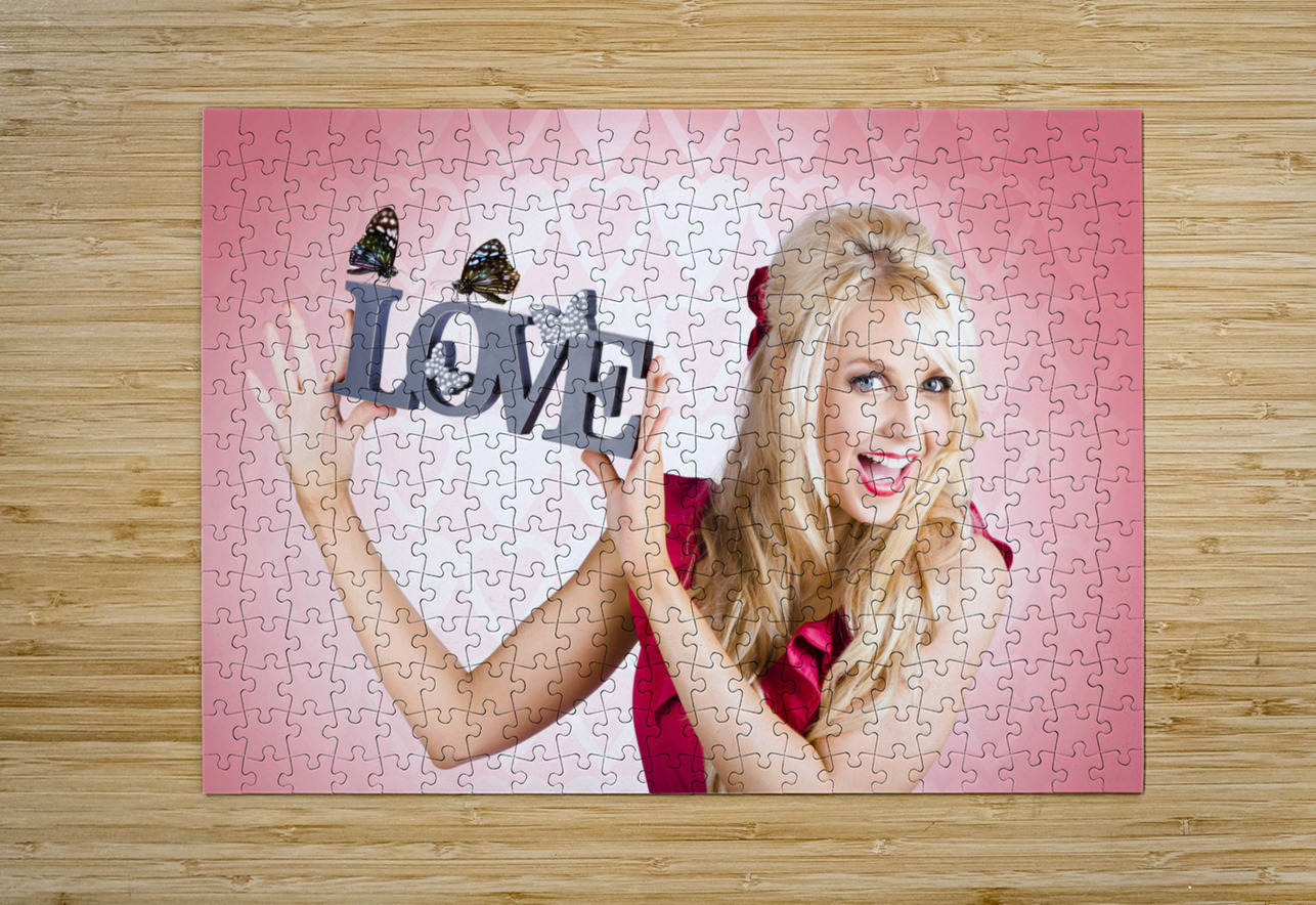 Affectionate blonde woman with love butterflies Jorgo Puzzle printing