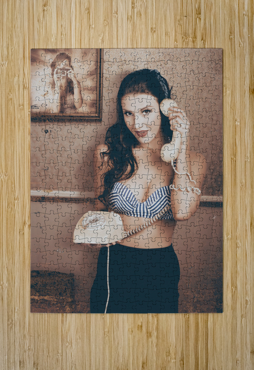 Vintage resort phone operator taking hotel booking Jorgo Puzzle printing