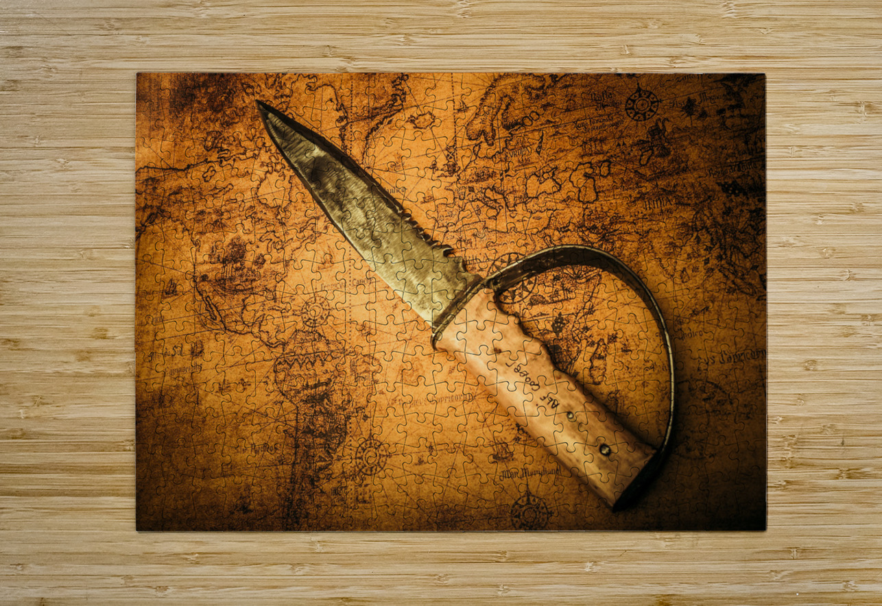 Pirate sword on buried treasure map Jorgo Puzzle printing