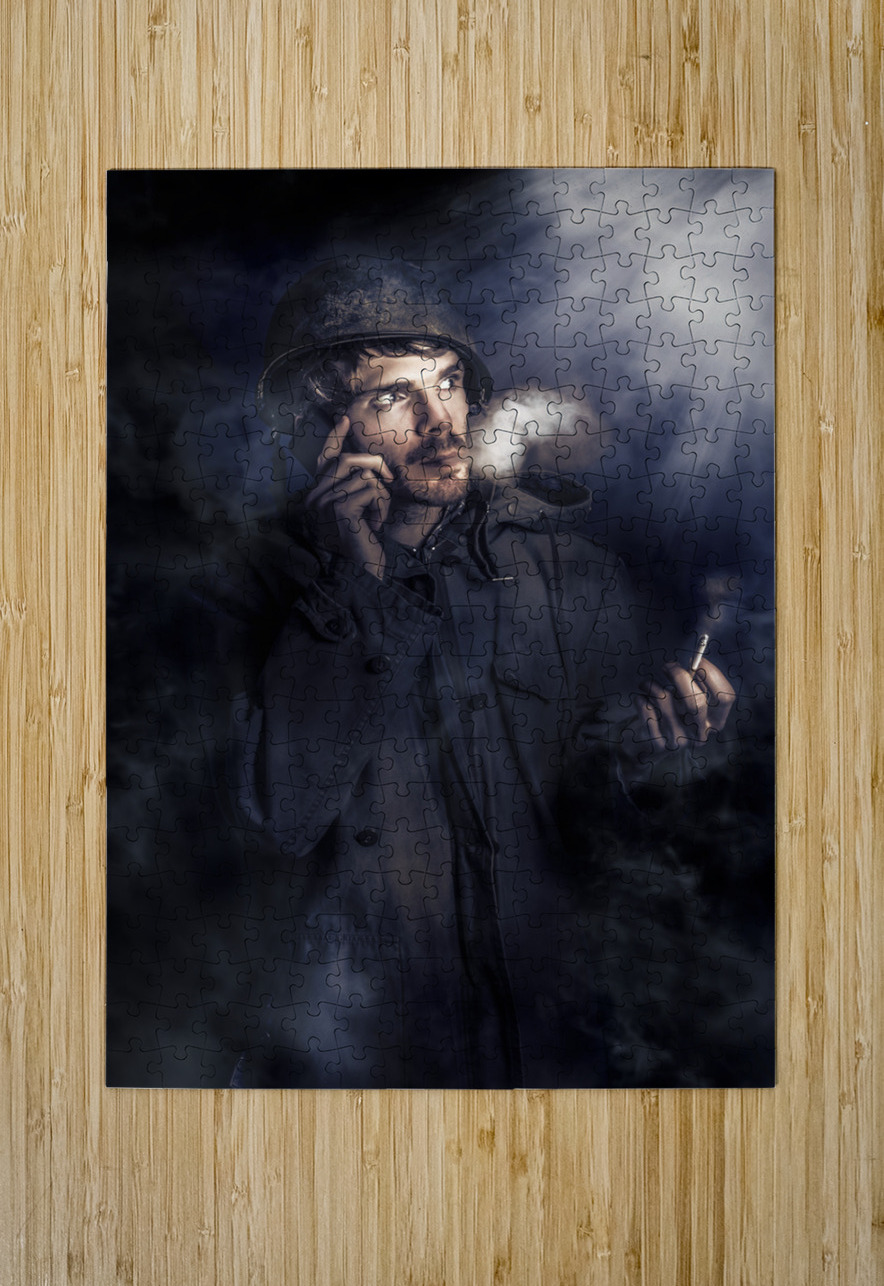 Anxious Australian SAS soldier on night watch Jorgo Puzzle printing