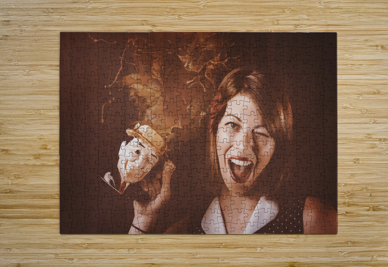 Happy Oktoberfest woman making a stein beer splash Jorgo Puzzle printing