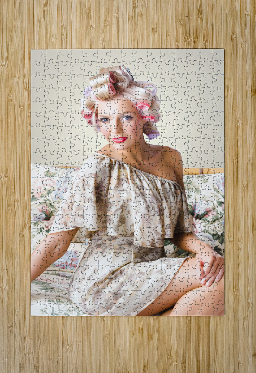 Young beautiful woman. Immaculate blond hairstyle Jorgo Puzzle printing
