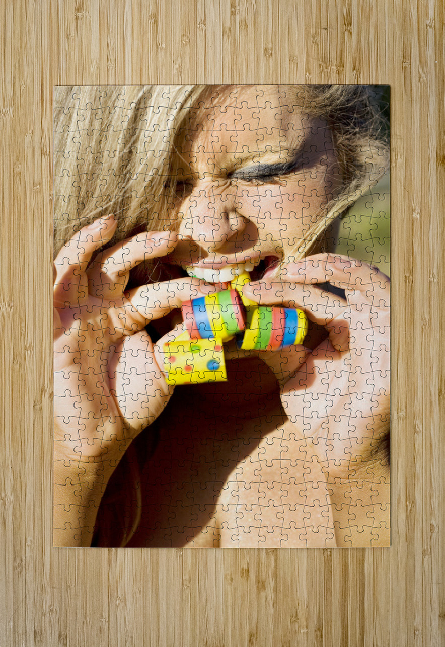Woman Blowing Party Horns Jorgo Puzzle printing