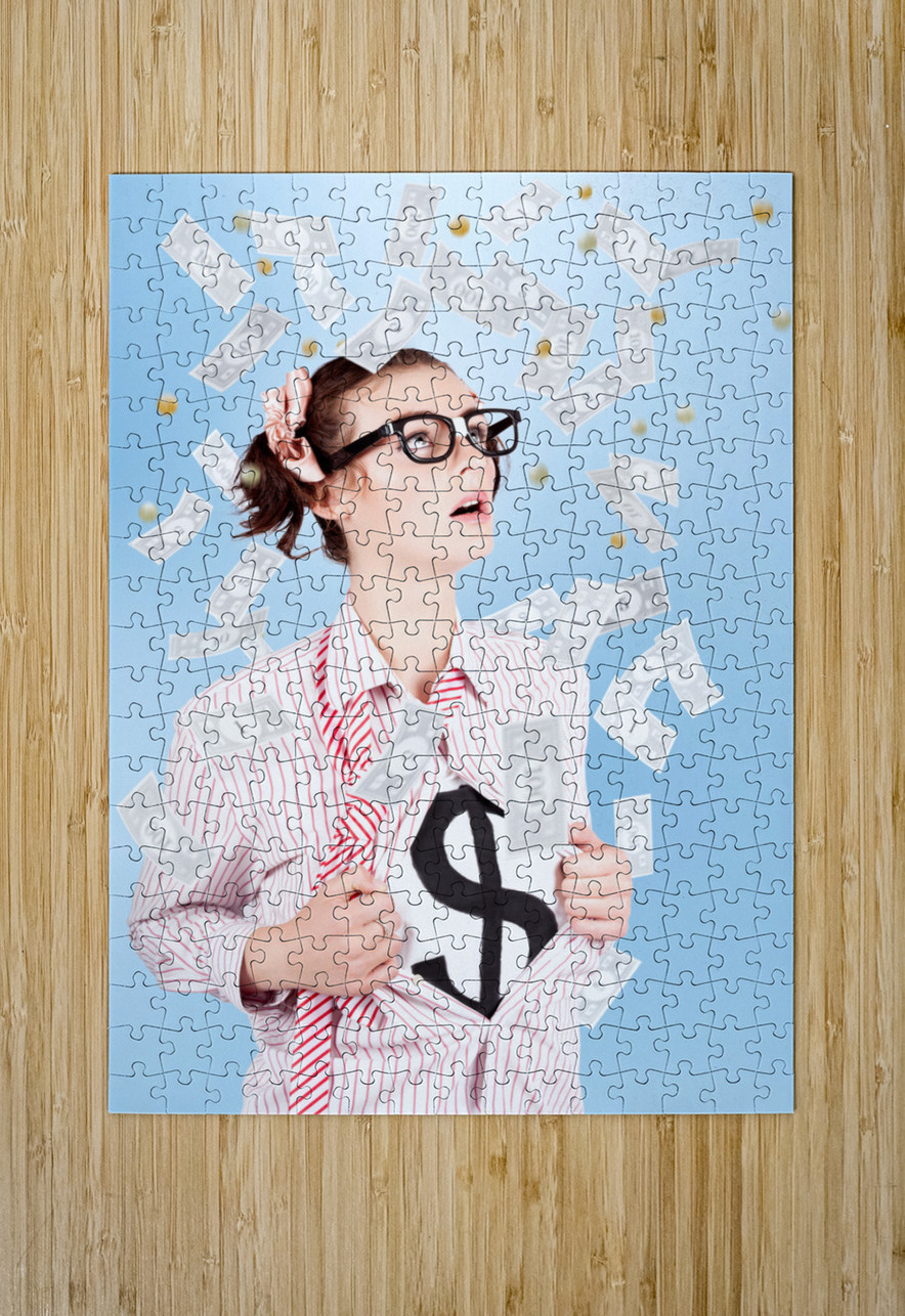 Successful Female Business Superhero Winning Money Jorgo Puzzle printing