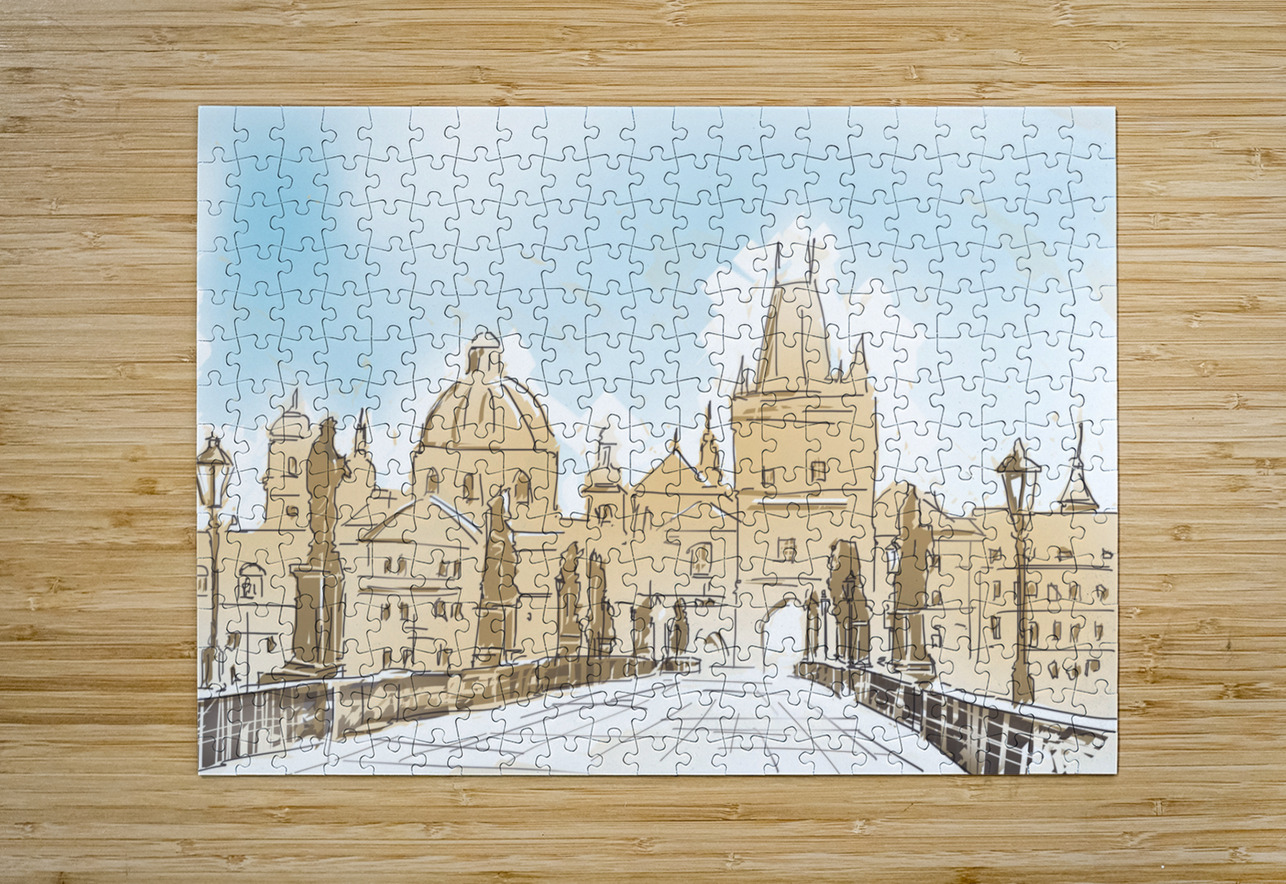 Artistic digital painting of Charles Bridge Prague Jorgo Puzzle printing
