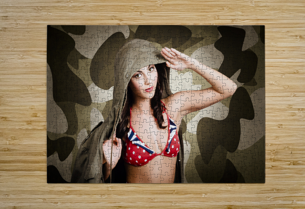 Sexy vintage army girl saluting Jorgo Puzzle printing