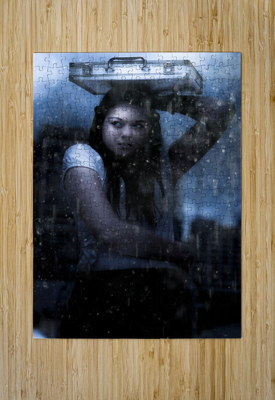 Business Woman Caught In Rain And Bad Weather Jorgo Puzzle printing