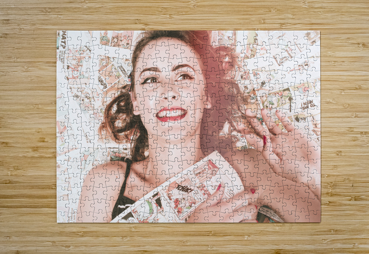 Pinup woman with cartoon character love Jorgo Puzzle printing