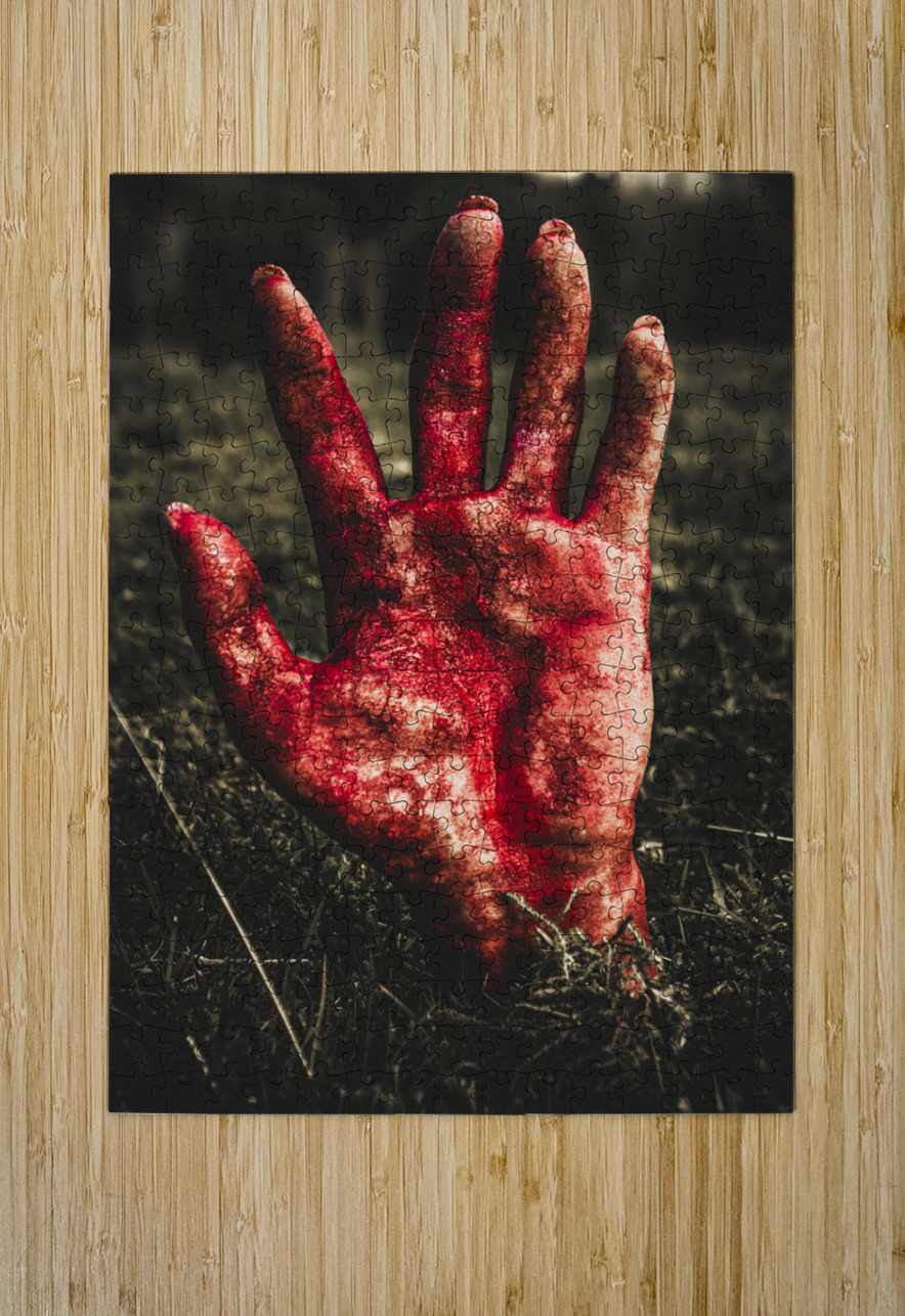 Blood Stained Hand Coming Out Of The Ground At Night Jorgo Puzzle printing