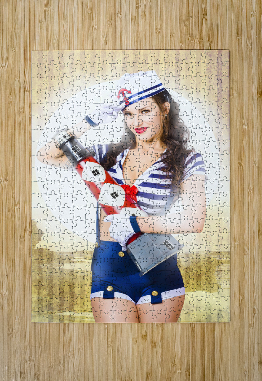 Pinup portrait of young happy naval woman Jorgo Puzzle printing