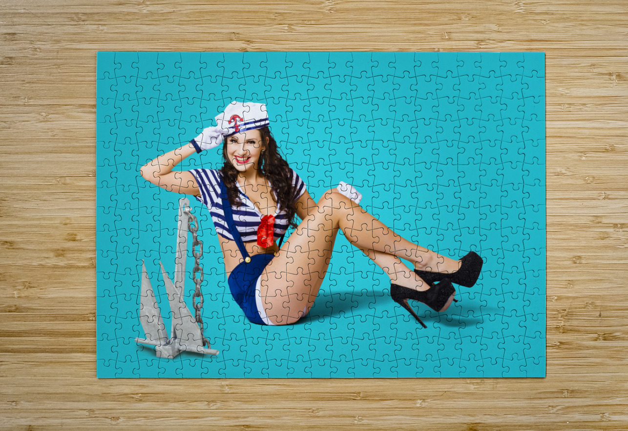 Gorgeous pin up sailor girl wearing hat Jorgo Puzzle printing