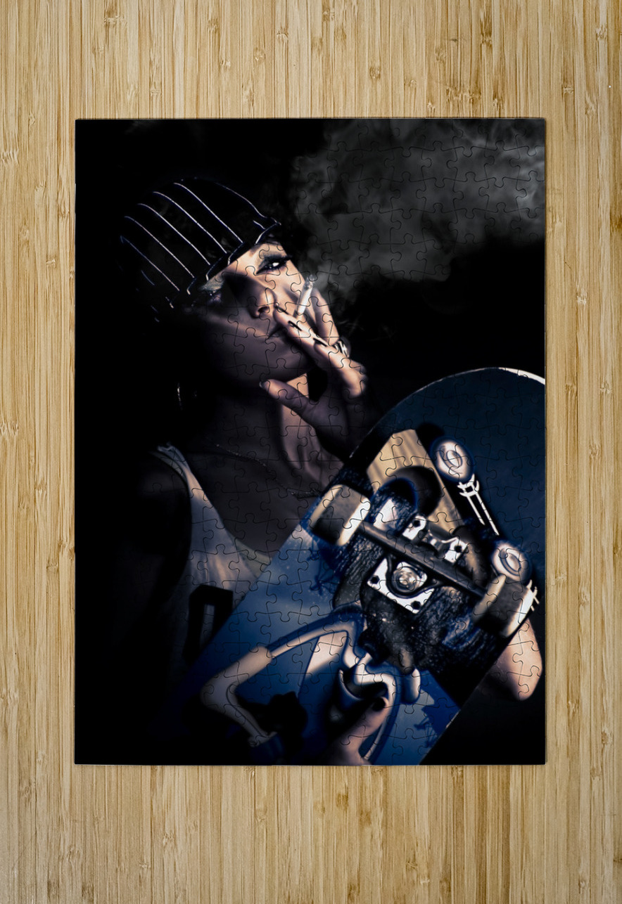 Cool Smoking Woman With Skateboard Jorgo Puzzle printing