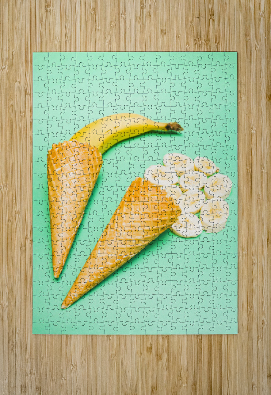 Whole bannana and slices placed in ice cream cone Jorgo Puzzle printing