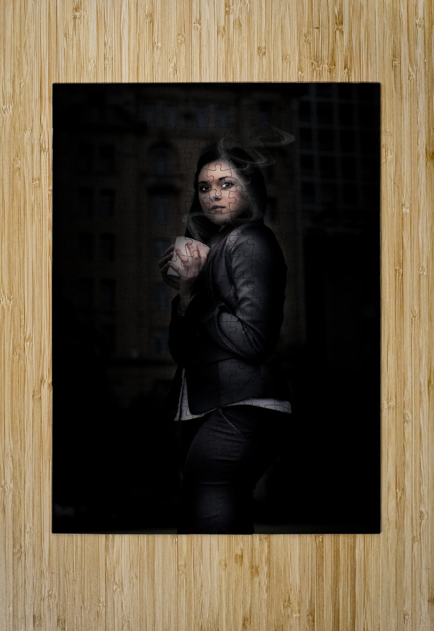Mysterious Woman Standing In Darkness With Coffee Jorgo Puzzle printing