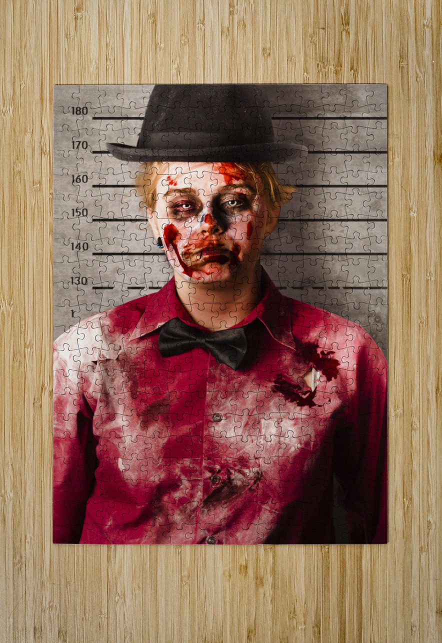 Monster police mug shot. Creepy criminal Jorgo Puzzle printing