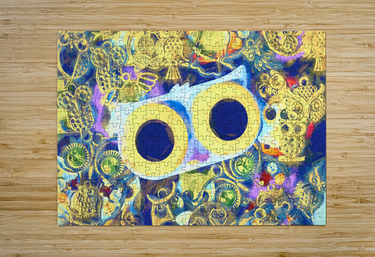 Swirling sea of colorful owl charms Jorgo Puzzle printing