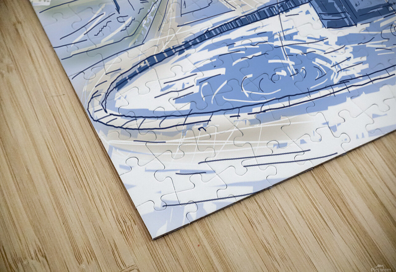 Drottningholms Slott royal palace and fountain Illustration Jorgo Puzzle